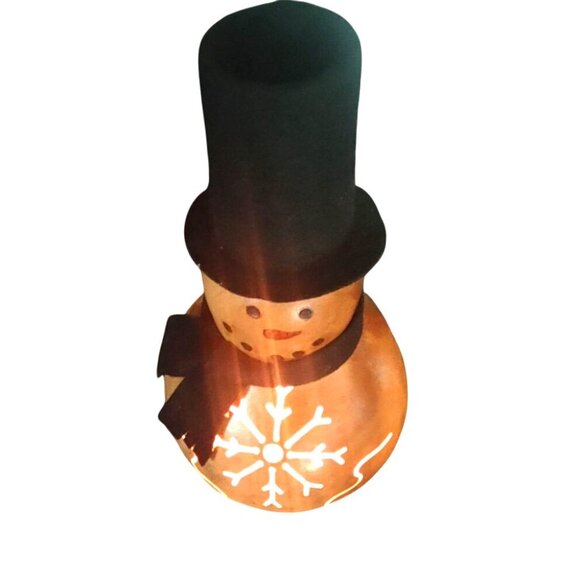 Rustic Handcrafted Gourd Snowman Lamp by Meadow Brook Gourds With Black Felt Top - Picture 12 of 15